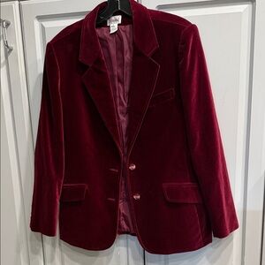 Personal Vintage Wine Color Burgundy Crush Velvet Blazer Sz 16